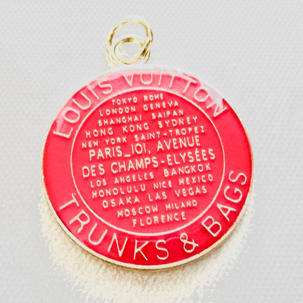 Louis Vuitton Fuchsia Pink Gold Medallion Pendant, Upcycled, Trunks & Bags, LV